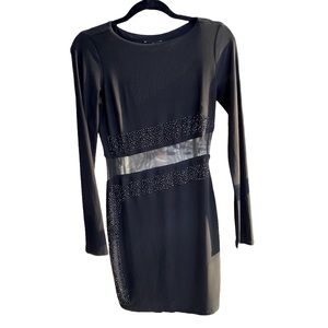 Y2K BEBE Black Long Sleeve Cocktail Dress